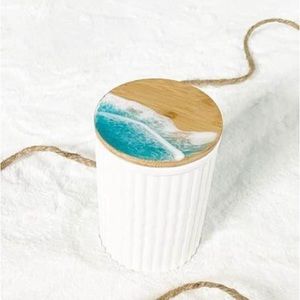 Ocean Wave Medium White Ceramic Canister / container decorative jar